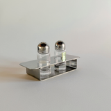 Kristall Krisla Crystal and Chrome I Salt and Pepper shakers