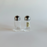 Kristall Krisla Crystal and Chrome I Salt and Pepper shakers
