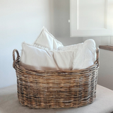 LARGE WICKER RATTAN TUSCAN BASKET  - L'OFFICINA GENERAL STORE