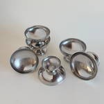 Large brushed metal dessert cup close-up