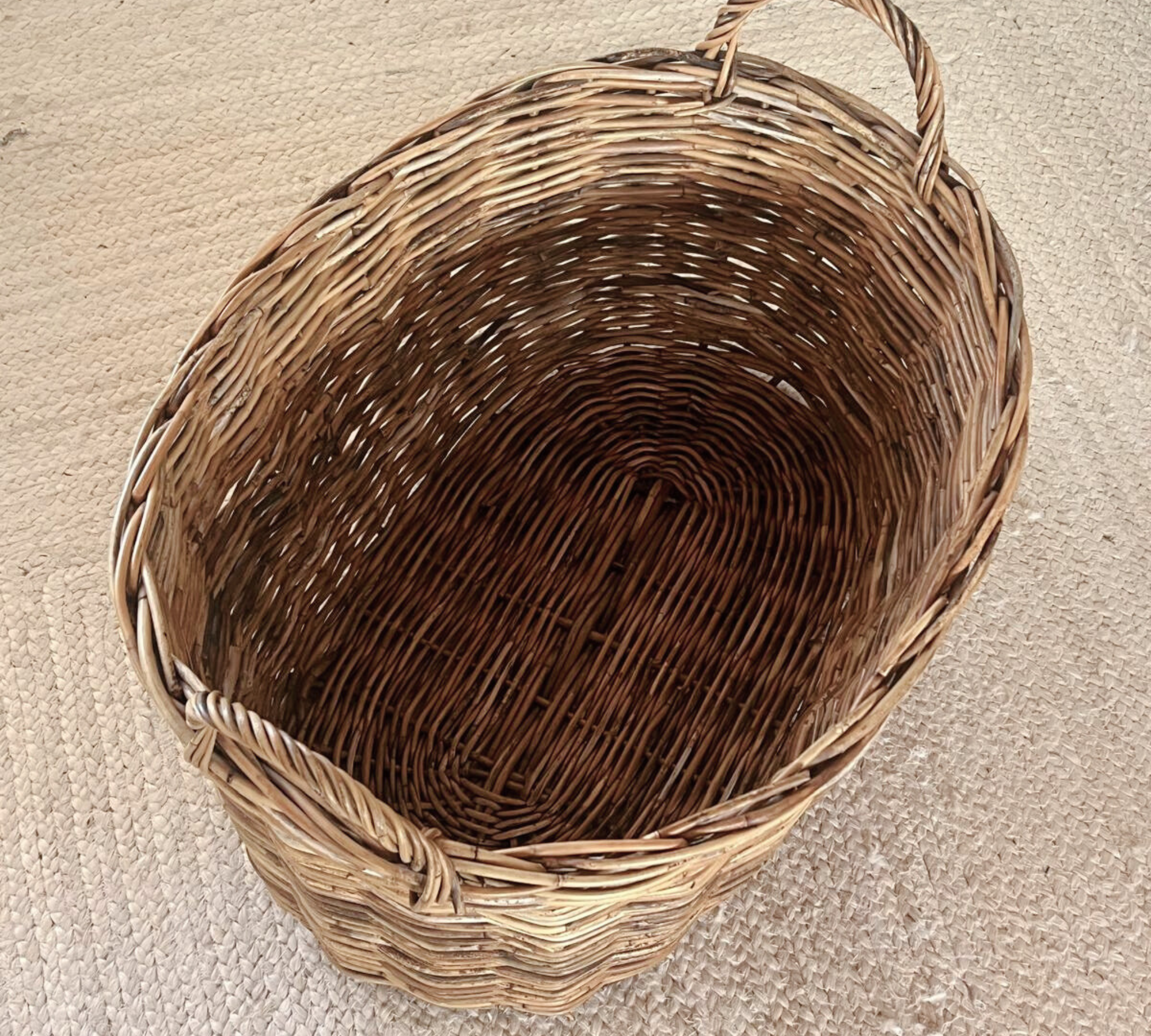 LARGE WICKER RATTAN TUSCAN BASKET  - L'OFFICINA GENERAL STORE