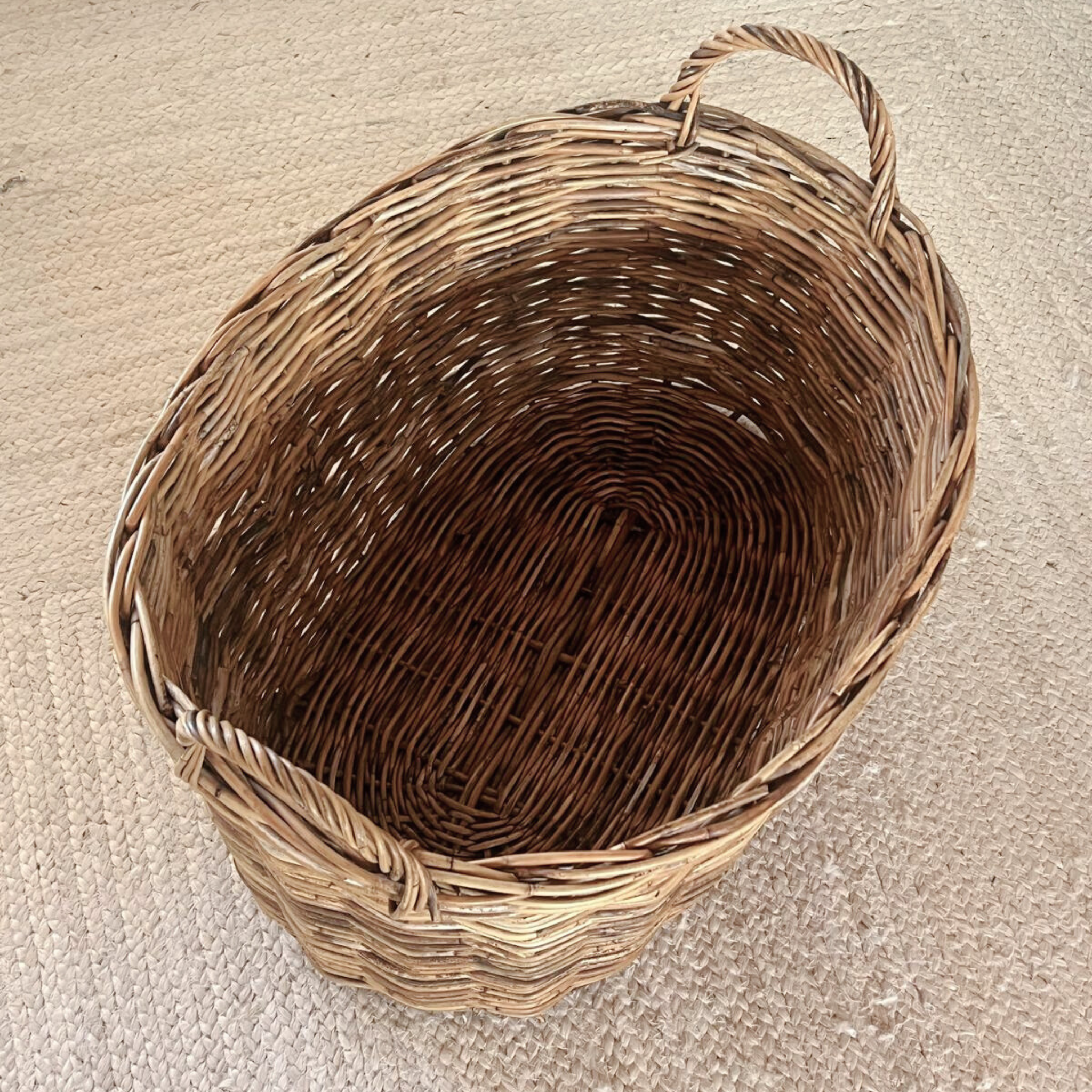 LARGE WICKER RATTAN TUSCAN BASKET  - L'OFFICINA GENERAL STORE