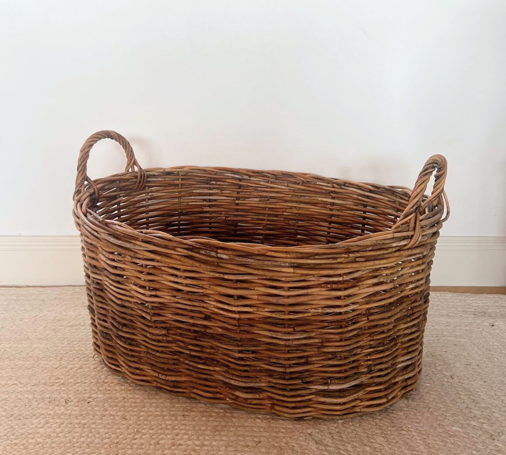 LARGE WICKER RATTAN TUSCAN BASKET  - L'OFFICINA GENERAL STORE