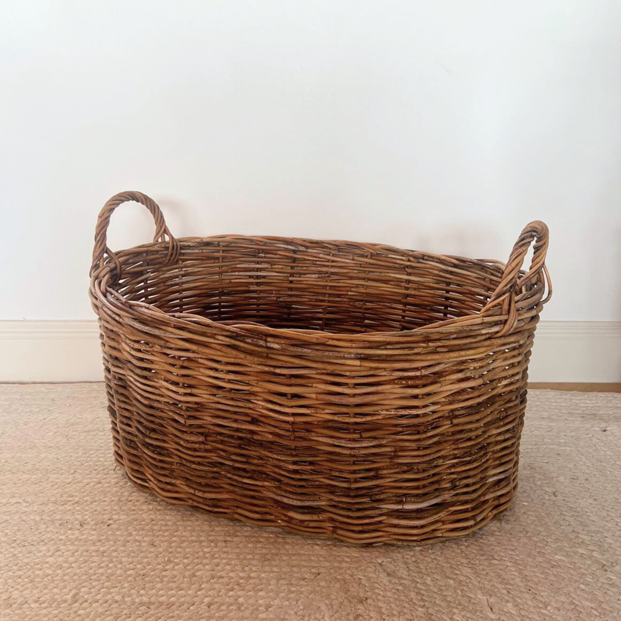 LARGE WICKER RATTAN TUSCAN BASKET  - L'OFFICINA GENERAL STORE