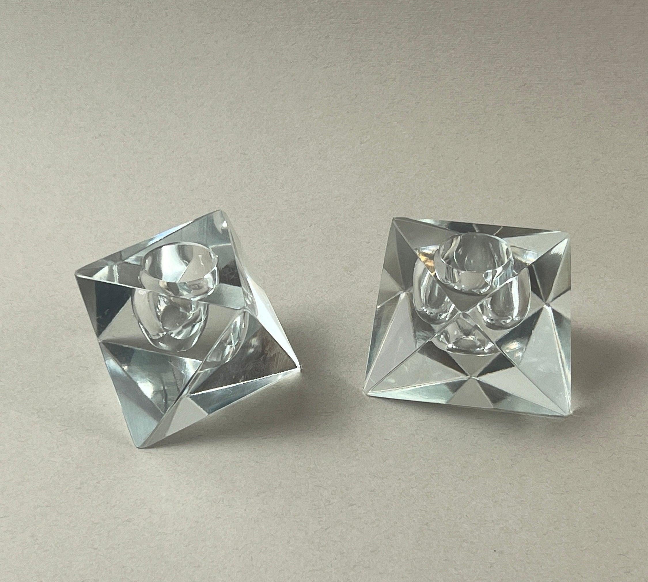 SET OF 2 I CRYSTAL PRISM CANDLE HOLDER - L'Officina General Store