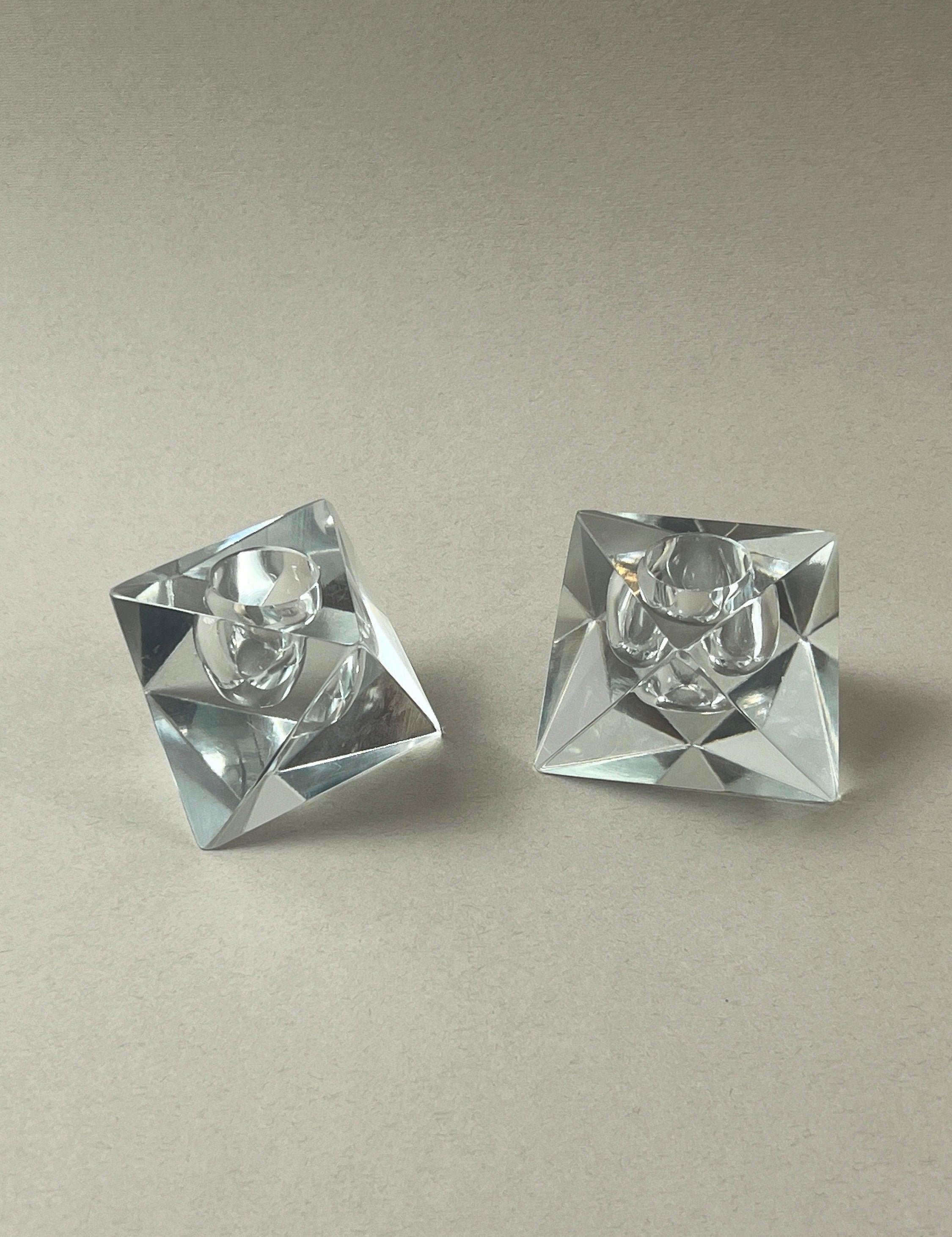 SET OF 2 I CRYSTAL PRISM CANDLE HOLDER - L'Officina General Store
