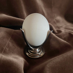 Portauovo vintage in acciaio inox Letang Remy, finitura argento lucida, design francese di metà secolo