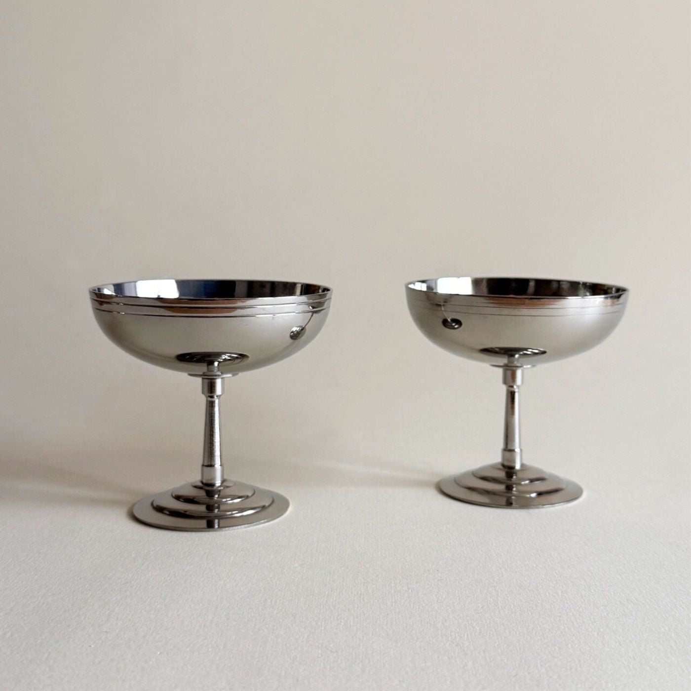 Pre-loved Remy Letang metal stainless steel ice cream cups for desert, servin, cocktails and food - vintage french production