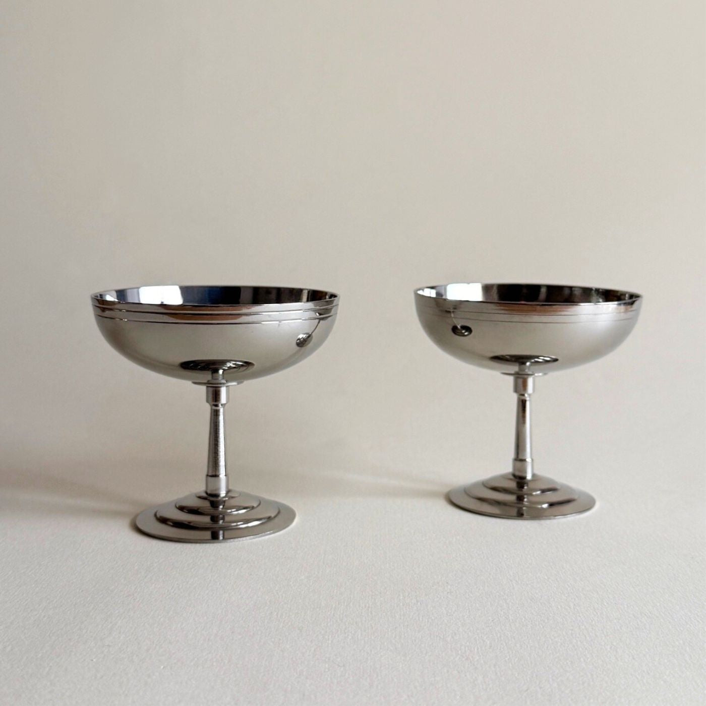 Pre-loved Remy Letang metal stainless steel ice cream cups for desert, servin, cocktails and food - vintage french production