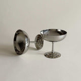 Pre-loved Remy Letang metal stainless steel ice cream cups for desert, servin, cocktails and food - vintage french production set of 2