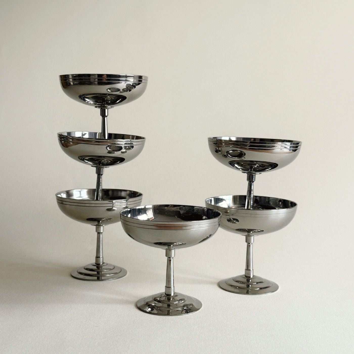 Pre-loved Remy Letang metal stainless steel ice cream cups for desert, servin, cocktails and food - vintage french production