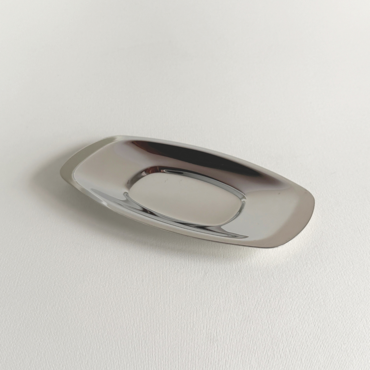 Vintage 1970s stainless steel butter dish, 18 x 10 cm, Letang Remy, made in France