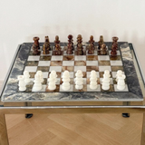 Italian 1970s Carrara Marble & Onyx Chess Set XL