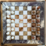 Italian 1970s Carrara Marble & Onyx Chess Set XL