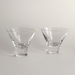 Set of 2 Italian crystal cocktail glasses, short round stem