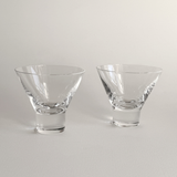 Set of 2 Italian crystal cocktail glasses, short round stem