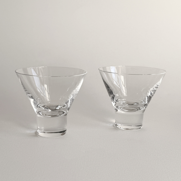 Set of 2 Italian crystal cocktail glasses, short round stem
