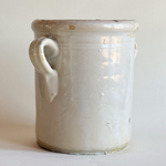 19th century Italian ceramic preserving pot Ø 15 cm beige glaze with pink undertone