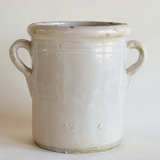 19th century Italian ceramic preserving pot Ø 15 cm beige glaze with pink undertone