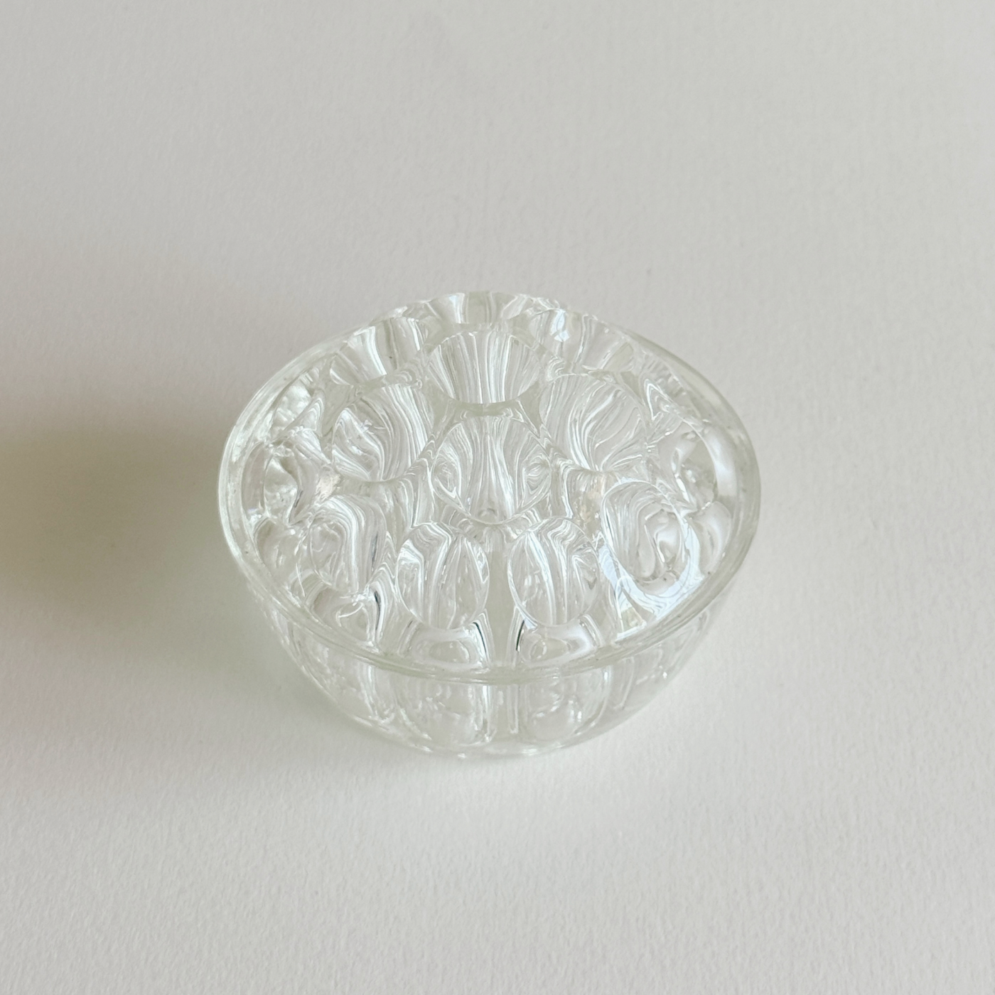 Bohemian Glass Flower Frog — Clear Glass, Czechia, 1960s