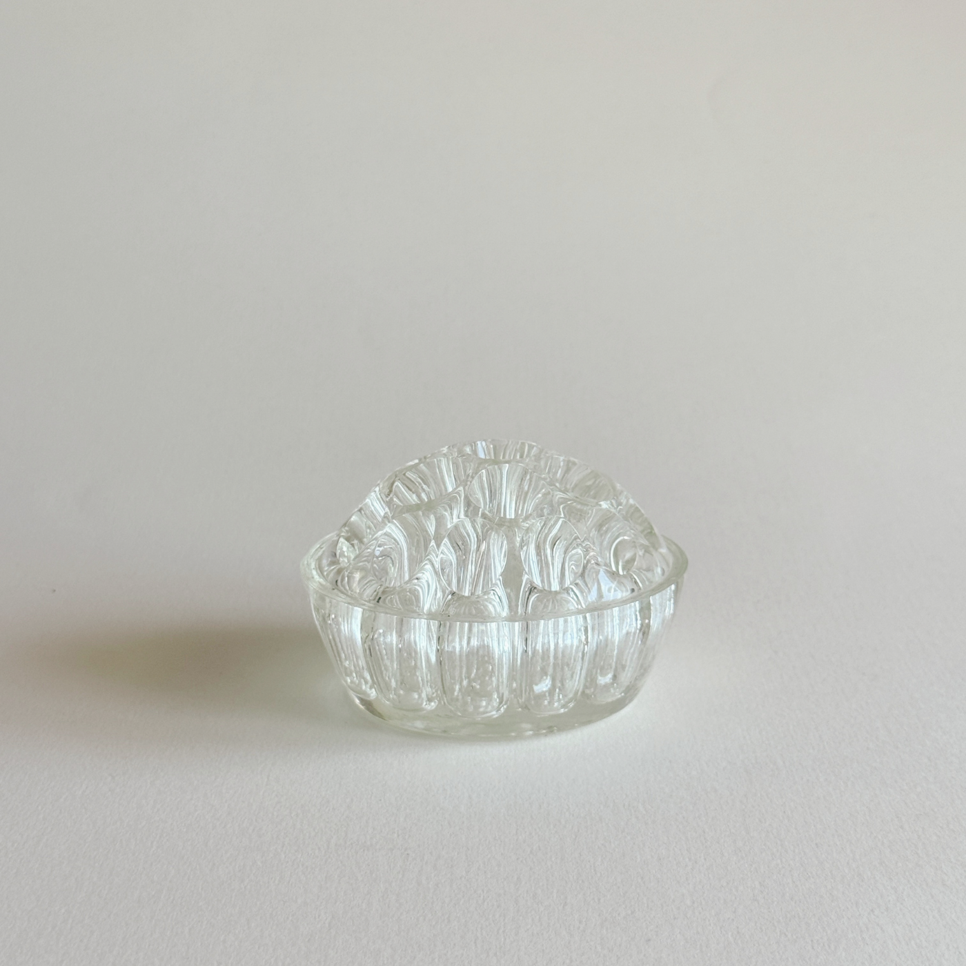 Bohemian Glass Flower Frog — Clear Glass, Czechia, 1960s