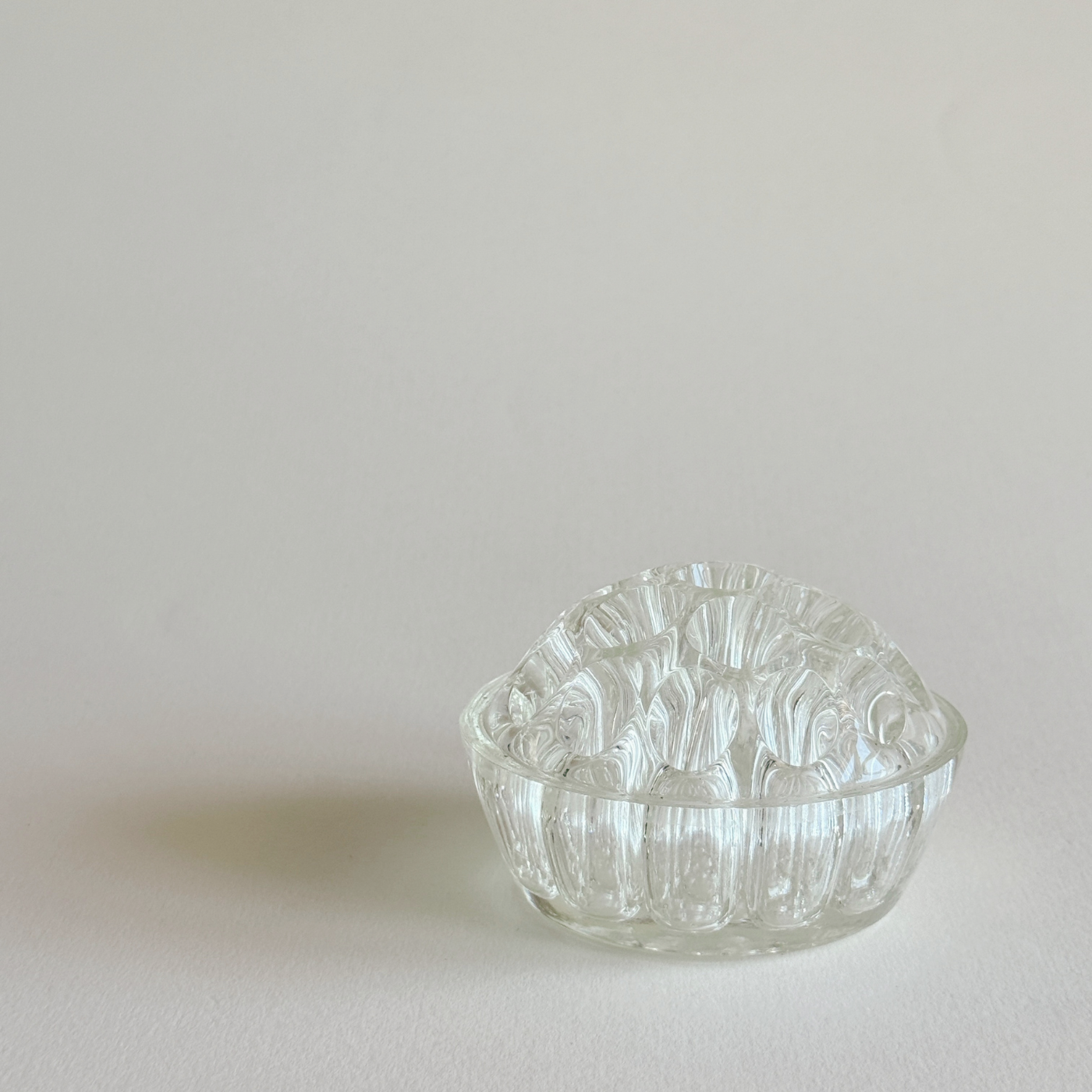 Bohemian Glass Flower Frog — Clear Glass, Czechia, 1960s