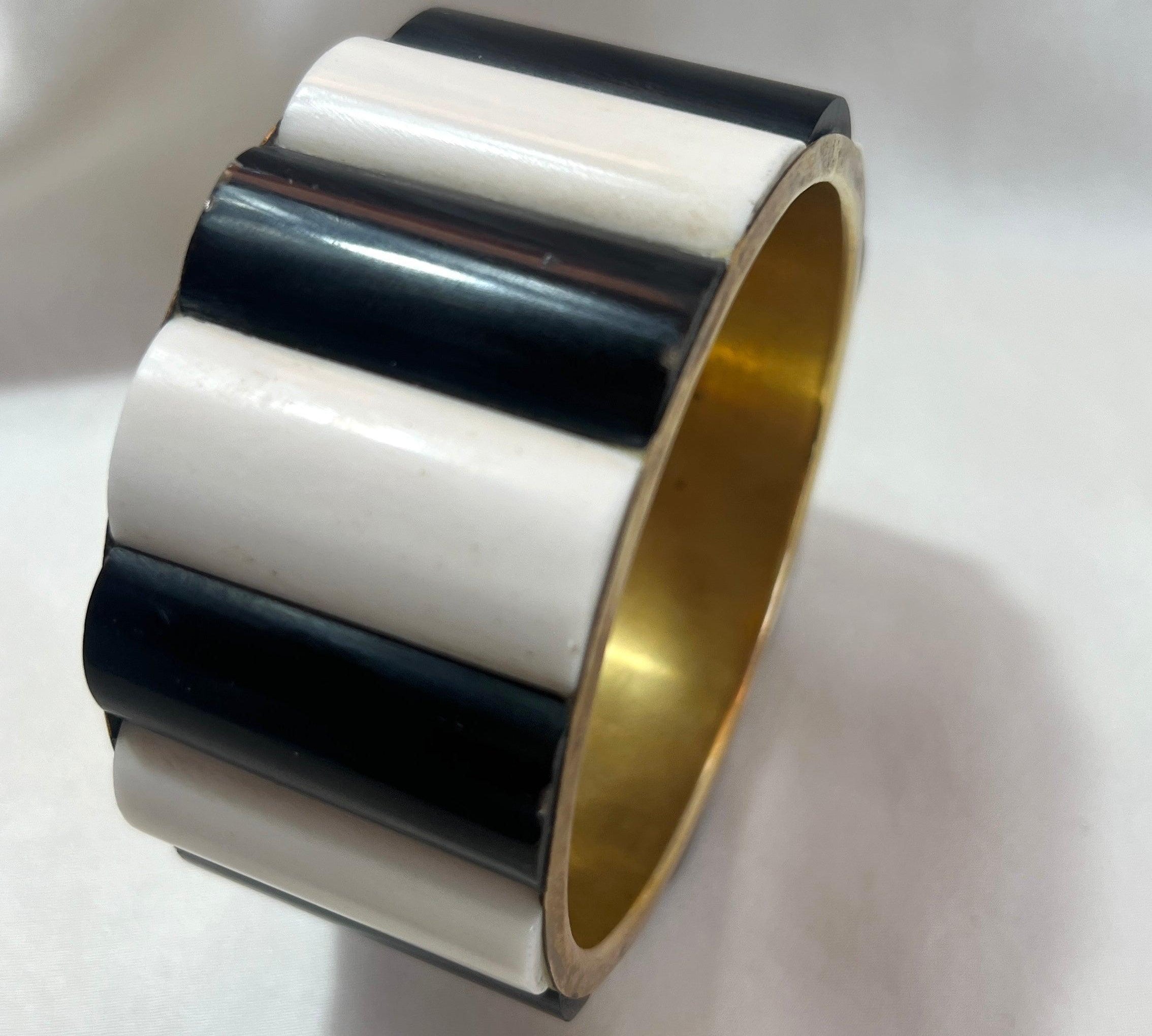 Monochrome and Brass Statement Bangle - L'Officina General Store