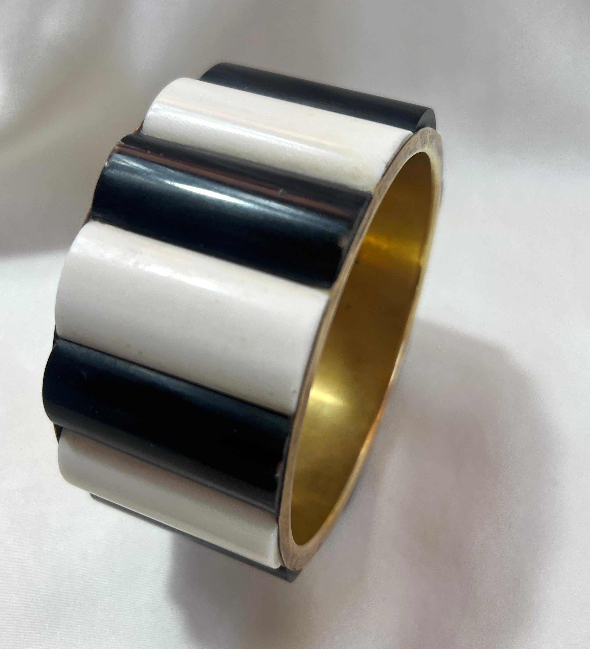 Monochrome and Brass Statement Bangle - L'Officina General Store