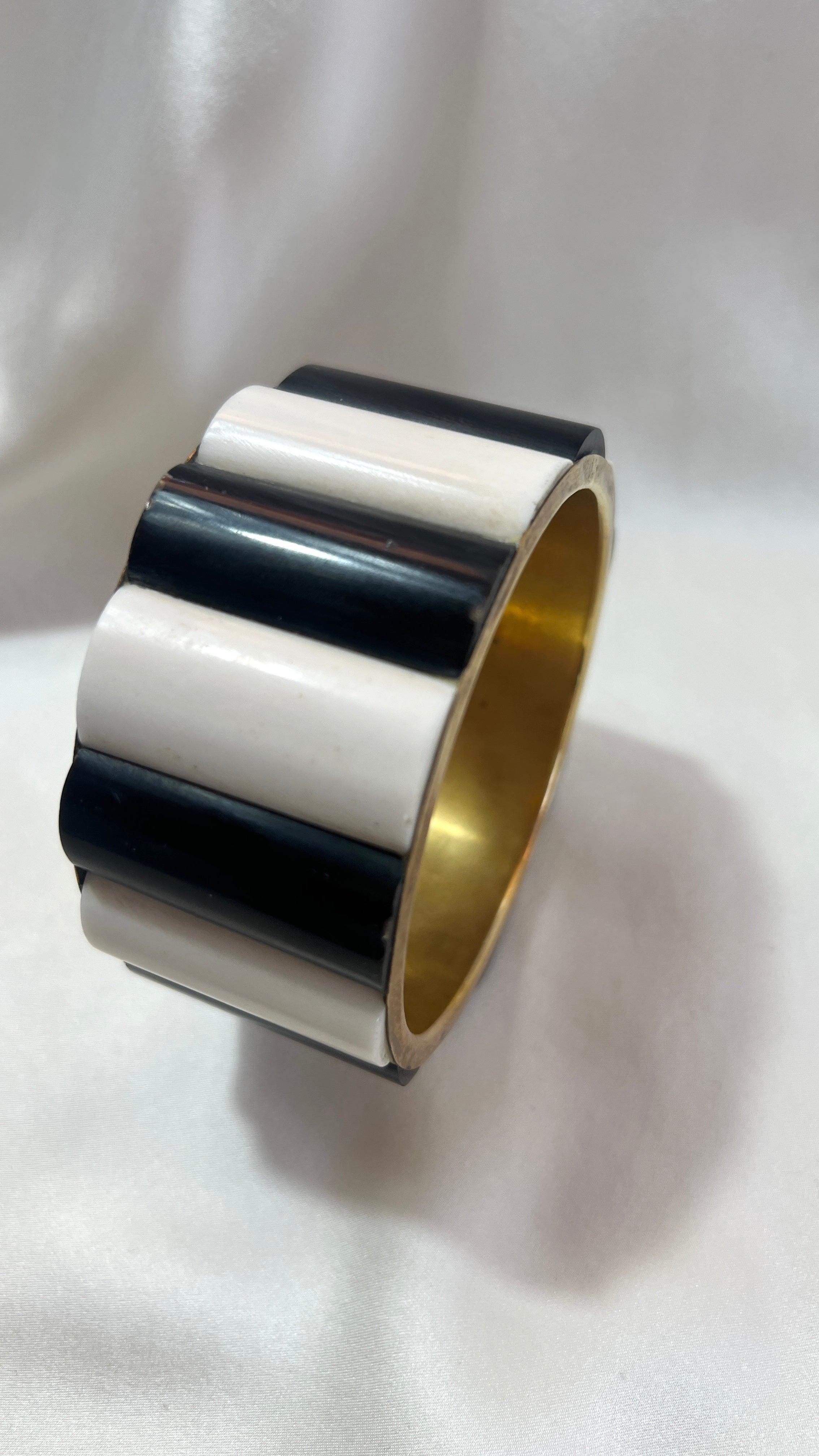 Monochrome and Brass Statement Bangle - L'Officina General Store