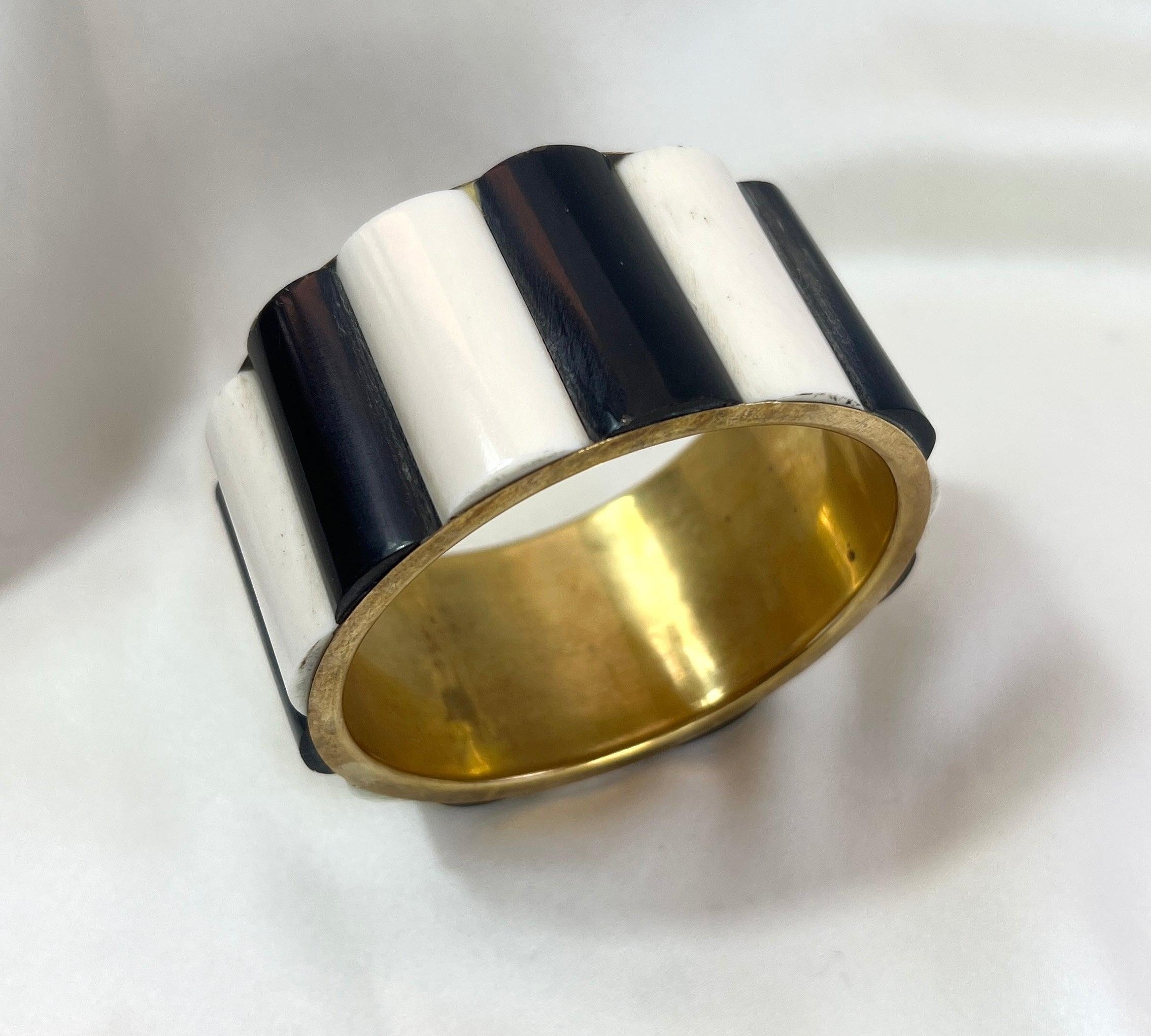 Monochrome and Brass Statement Bangle - L'Officina General Store
