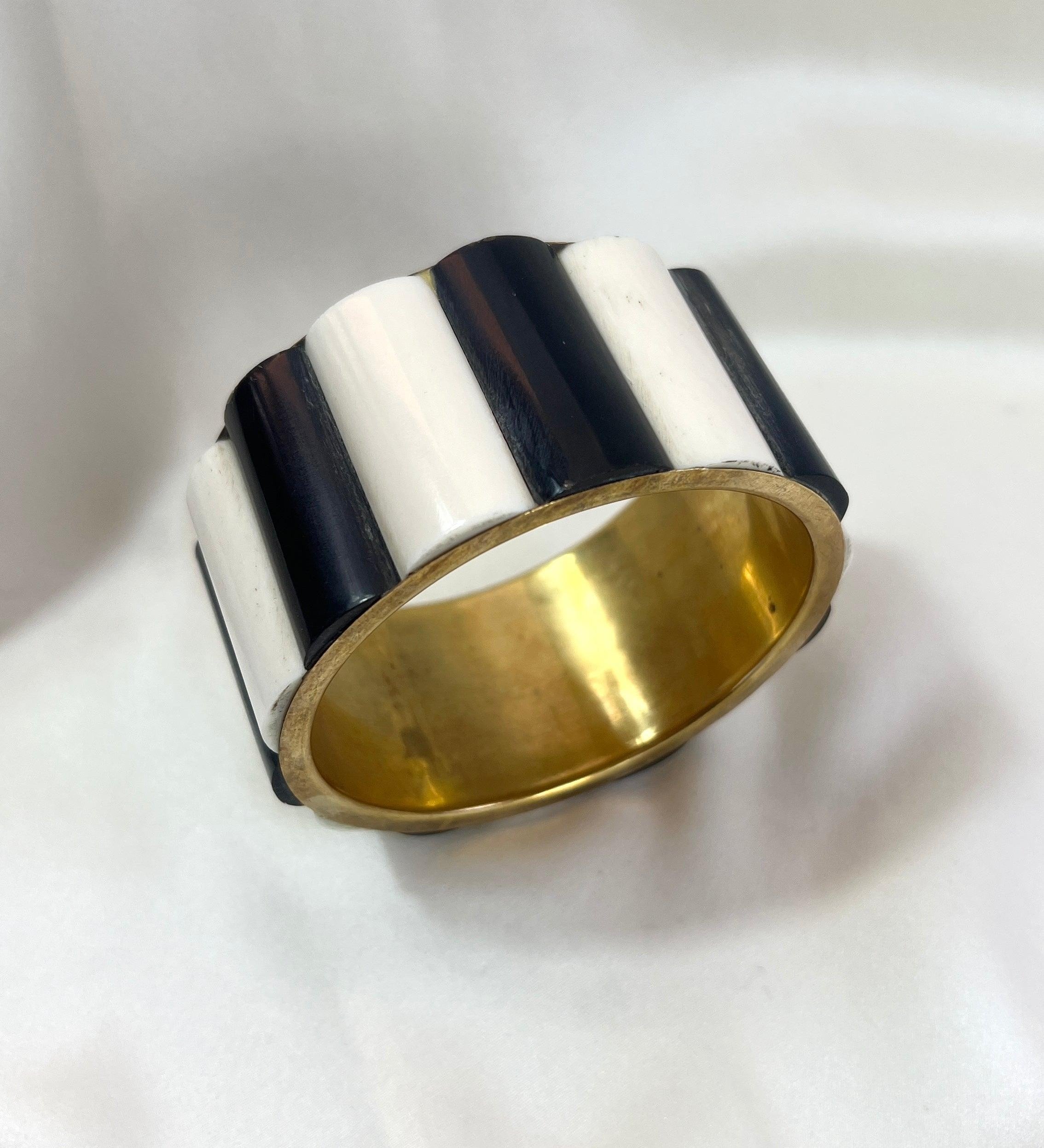 Monochrome and Brass Statement Bangle - L'Officina General Store