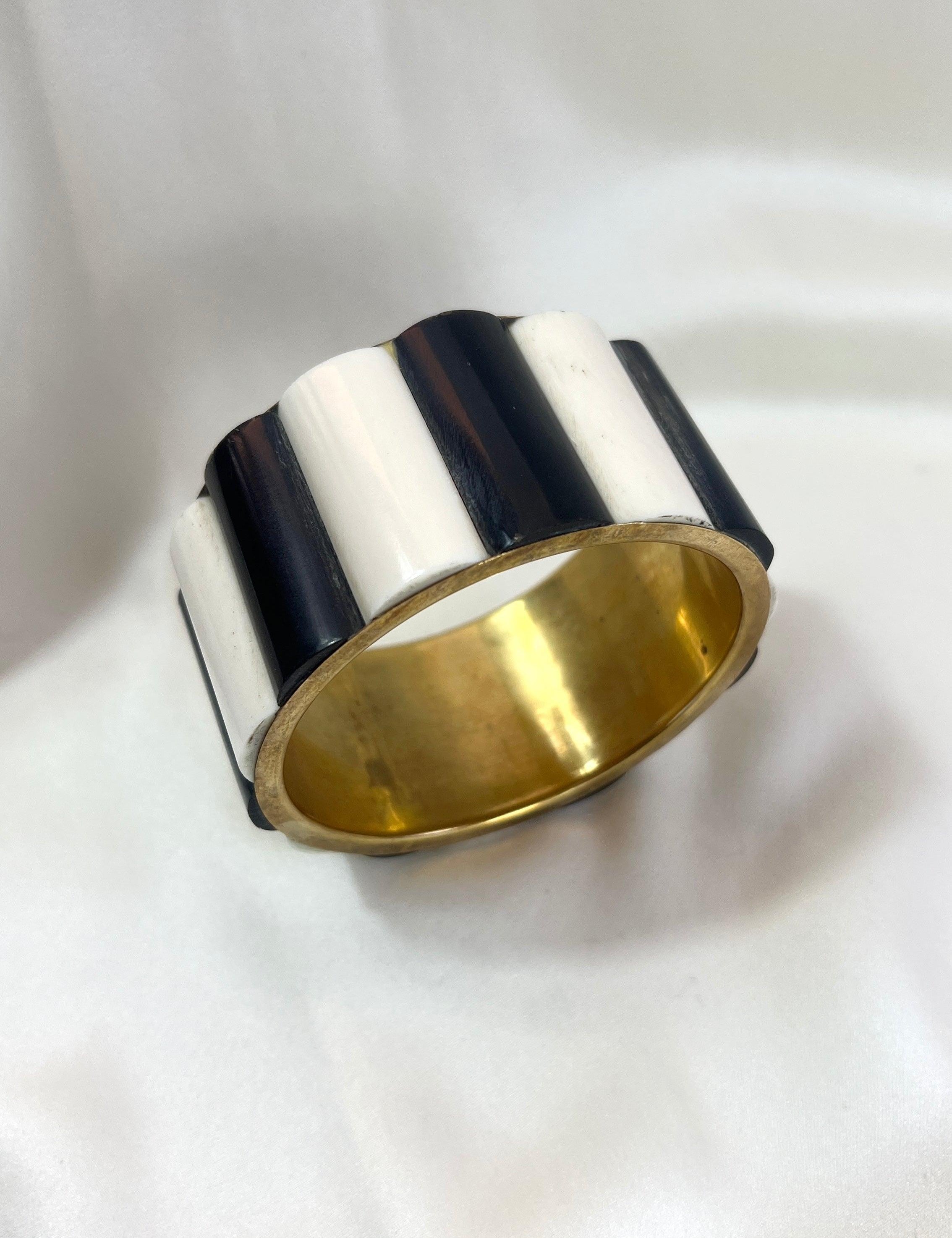 Monochrome and Brass Statement Bangle - L'Officina General Store
