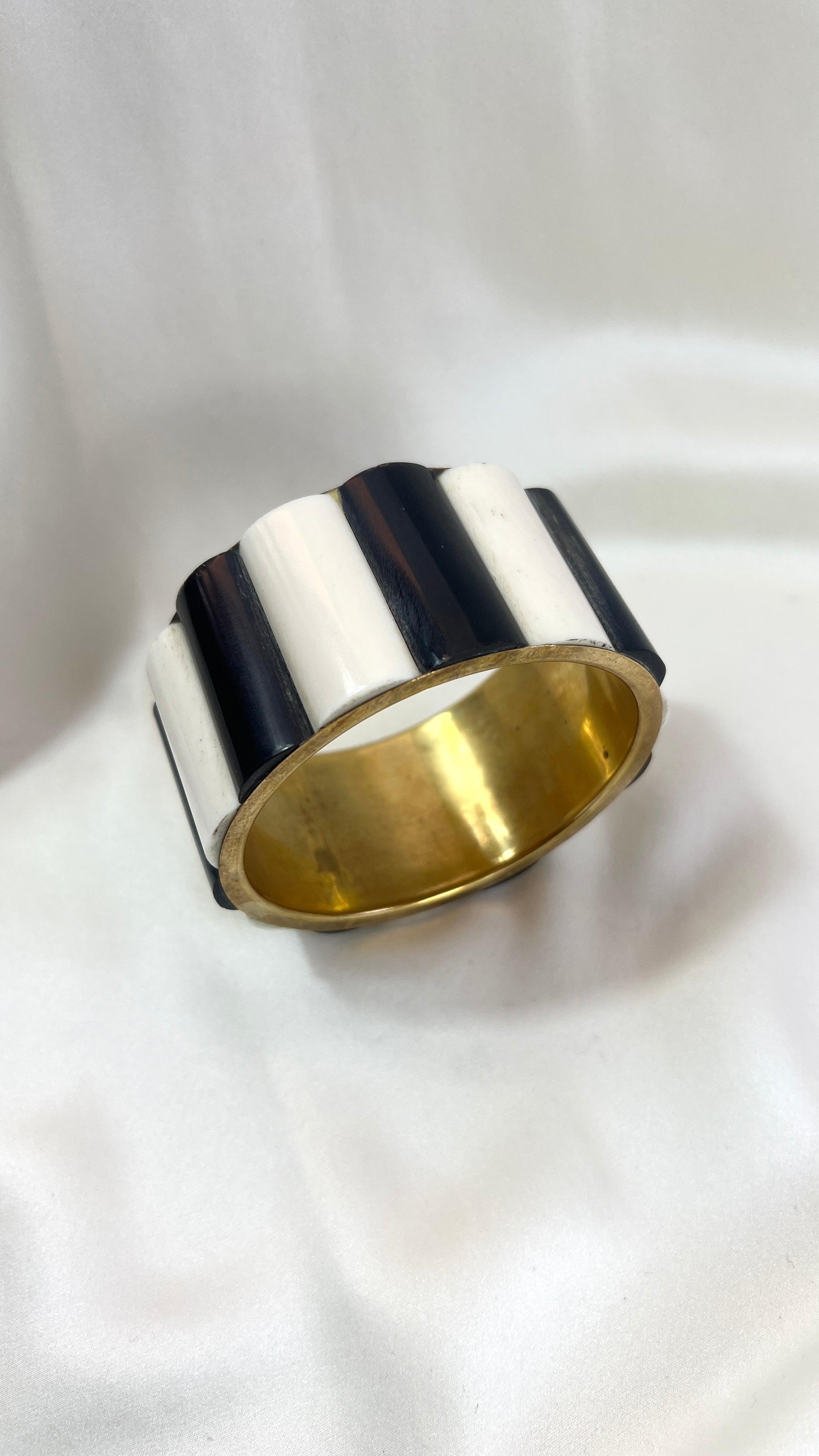 Monochrome and Brass Statement Bangle - L'Officina General Store