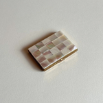 Compact travel pill case mother of pearl