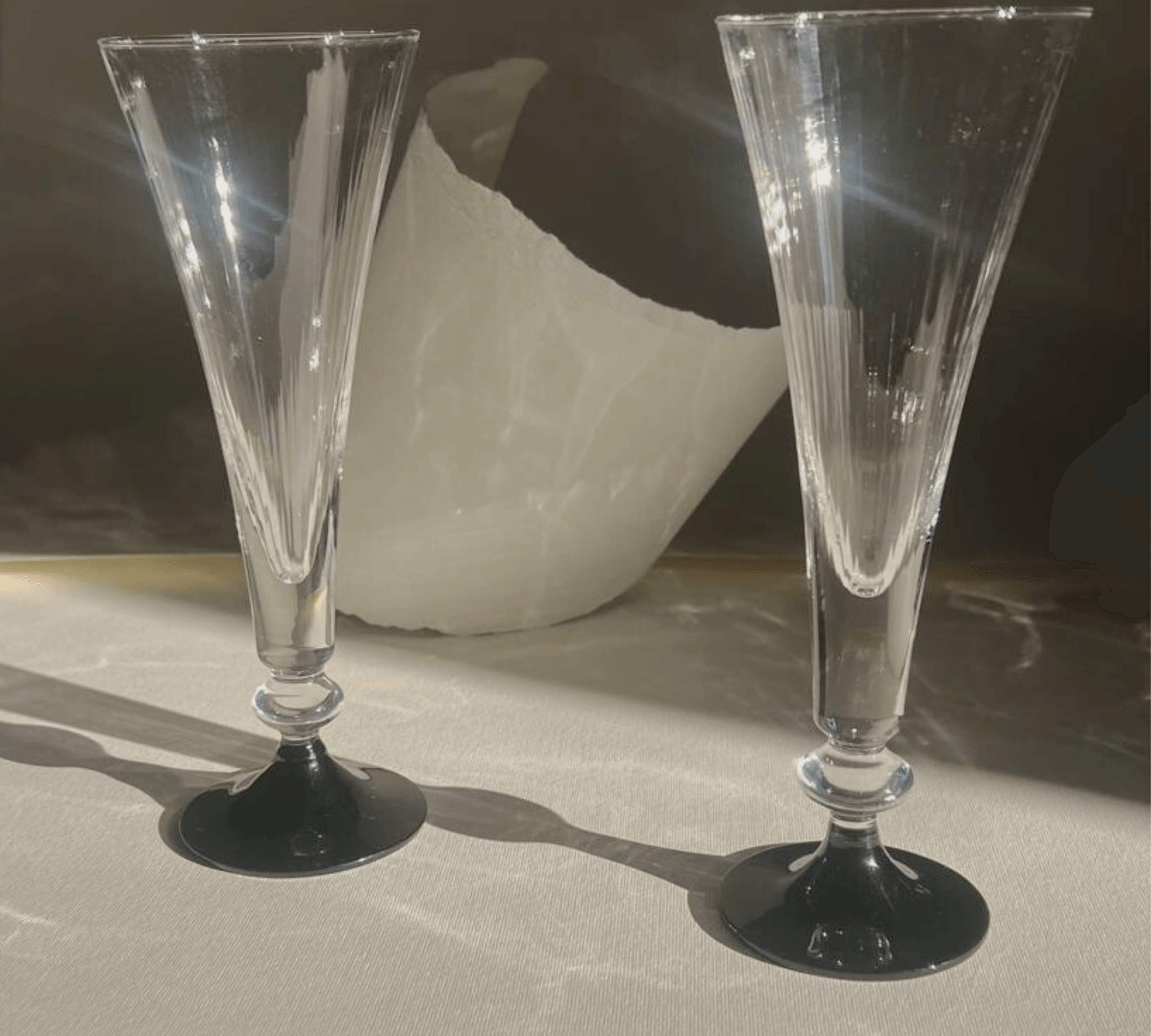 MURANO CHAMPAGNE FLUTES I Art Deco Soft stripe details - L'Officina General Store