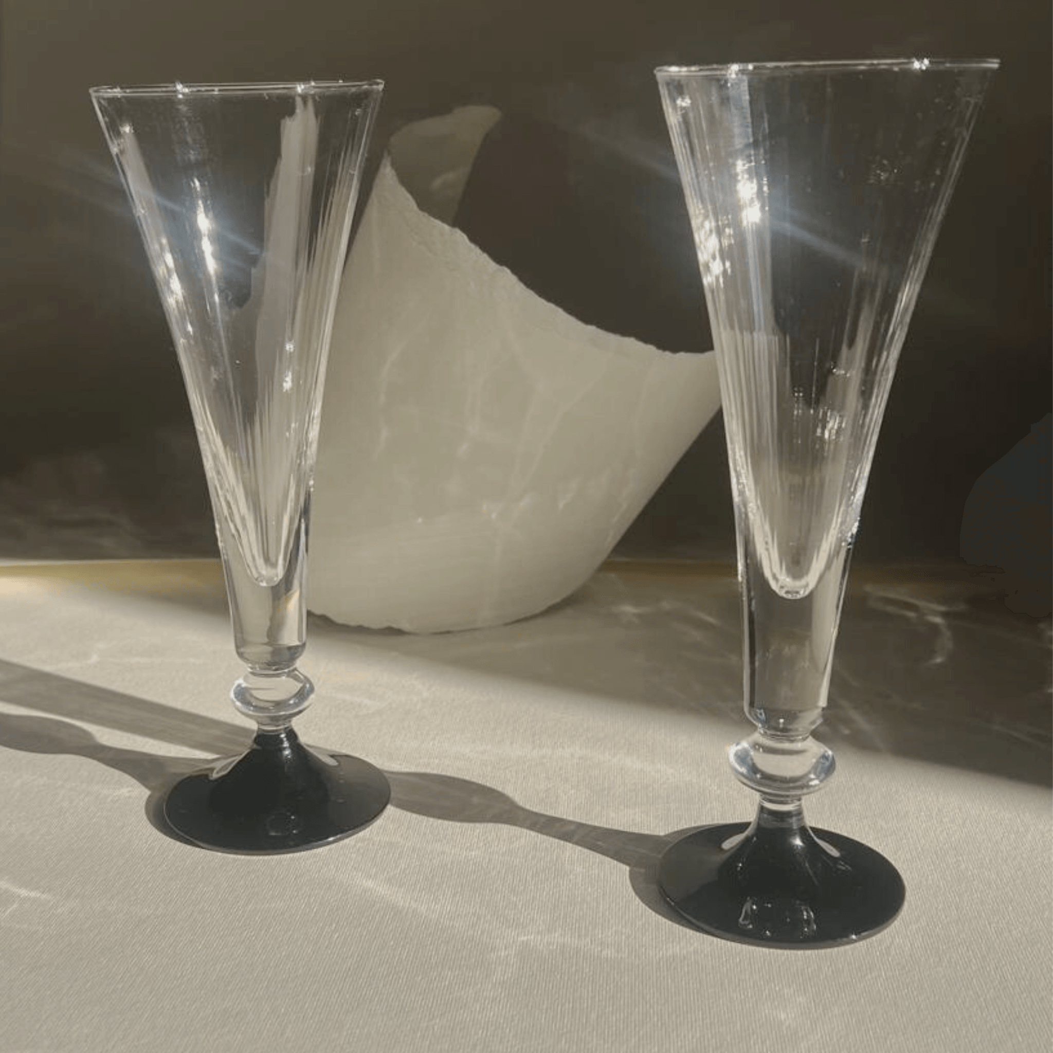 MURANO CHAMPAGNE FLUTES I Art Deco Soft stripe details - L'Officina General Store