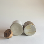 Pair of French Stoneware Mustard Pots — Brown and Neutral Stoneware, France, 1950s