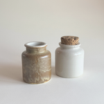 Pair of French Stoneware Mustard Pots — Brown and Neutral Stoneware, France, 1950s