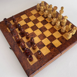 Vintage Italian Olive Wood Chess & Backgammon Set