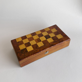 Vintage Italian Olive Wood Chess & Backgammon Set
