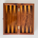 Vintage Italian Olive Wood Chess & Backgammon Set