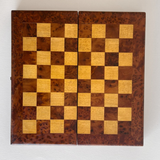 Vintage Italian Olive Wood Chess & Backgammon Set
