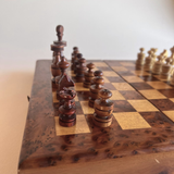 Vintage Italian Olive Wood Chess & Backgammon Set