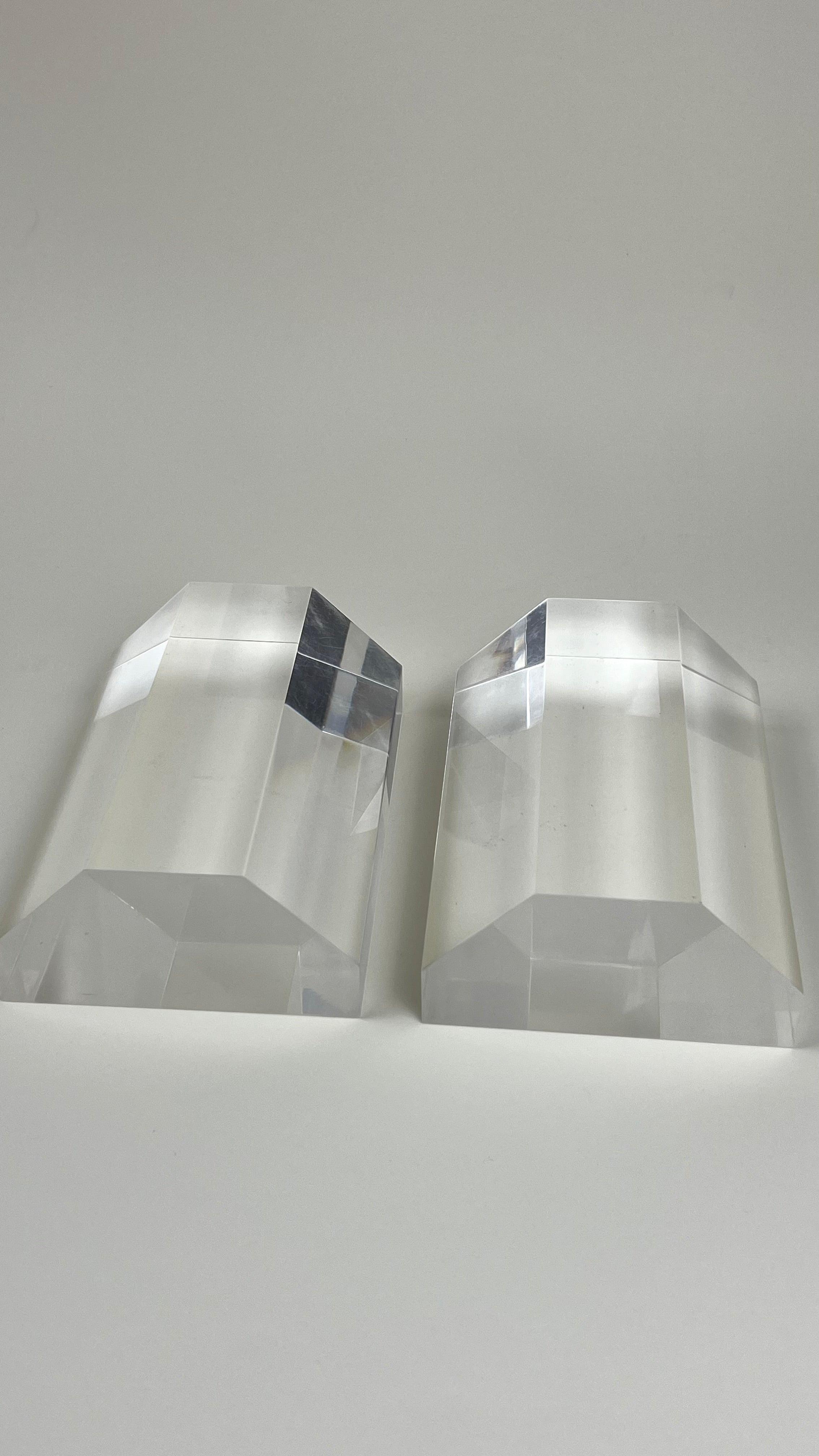 Pair of Acrylic Bookends I Parisian 70s vintage - L'Officina General Store