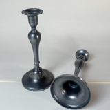 SET OF 2 I TALL PEWTER CANDLE HOLDERS I French Mid Century - L'Officina General Store