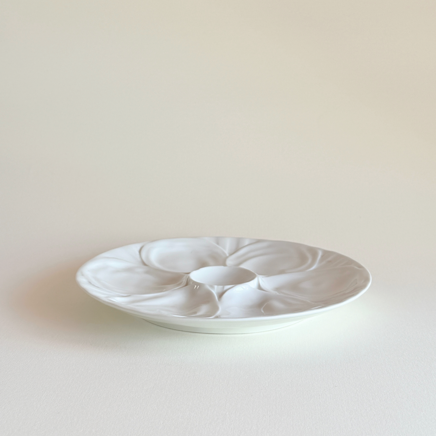 Pillivuyt Porcelain Oyster Plate — White Ceramic, France, 1970s