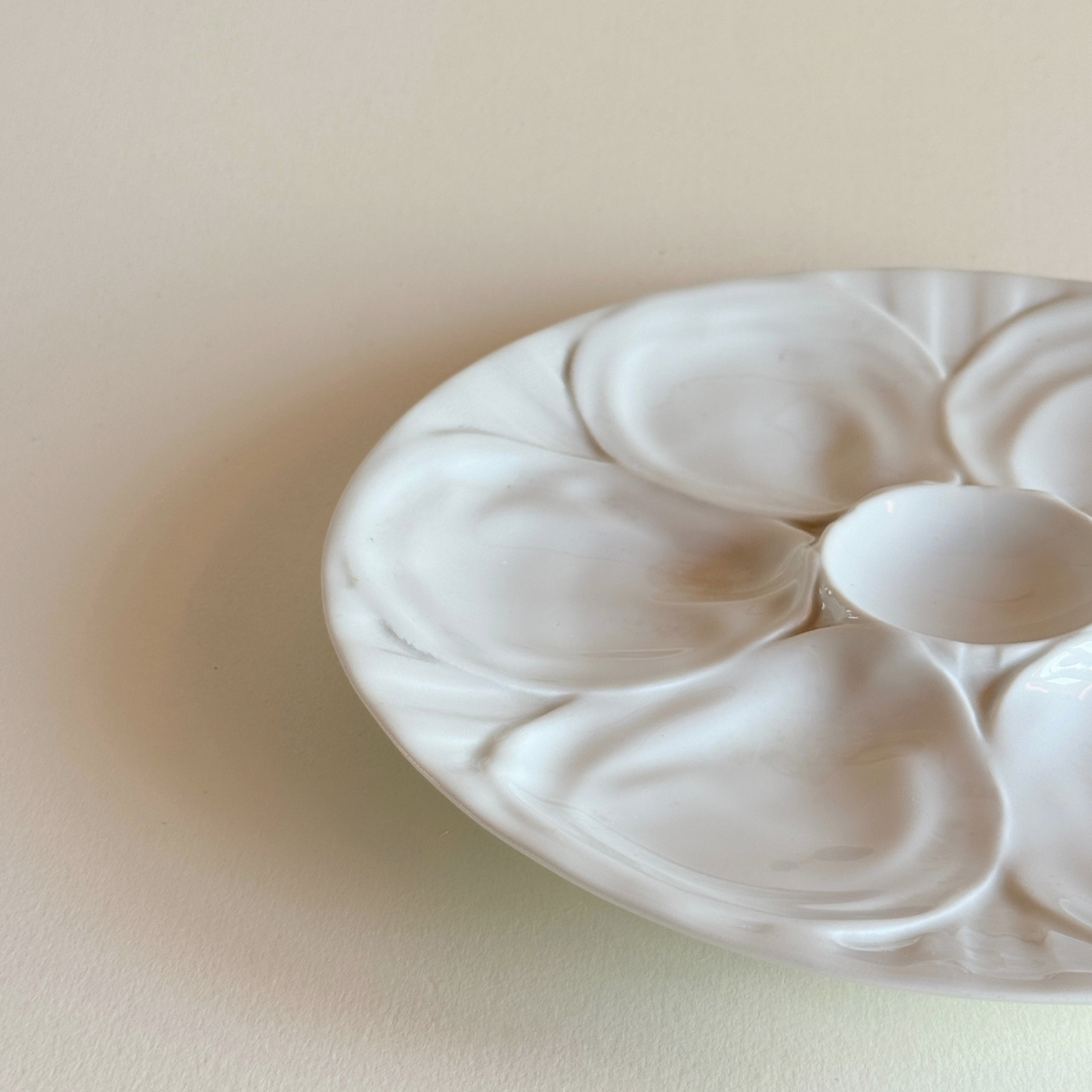 Pillivuyt Porcelain Oyster Plate — White Ceramic, France, 1970s