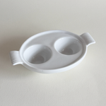 white ceramic double egg cup