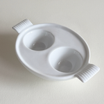 white ceramic double egg cup