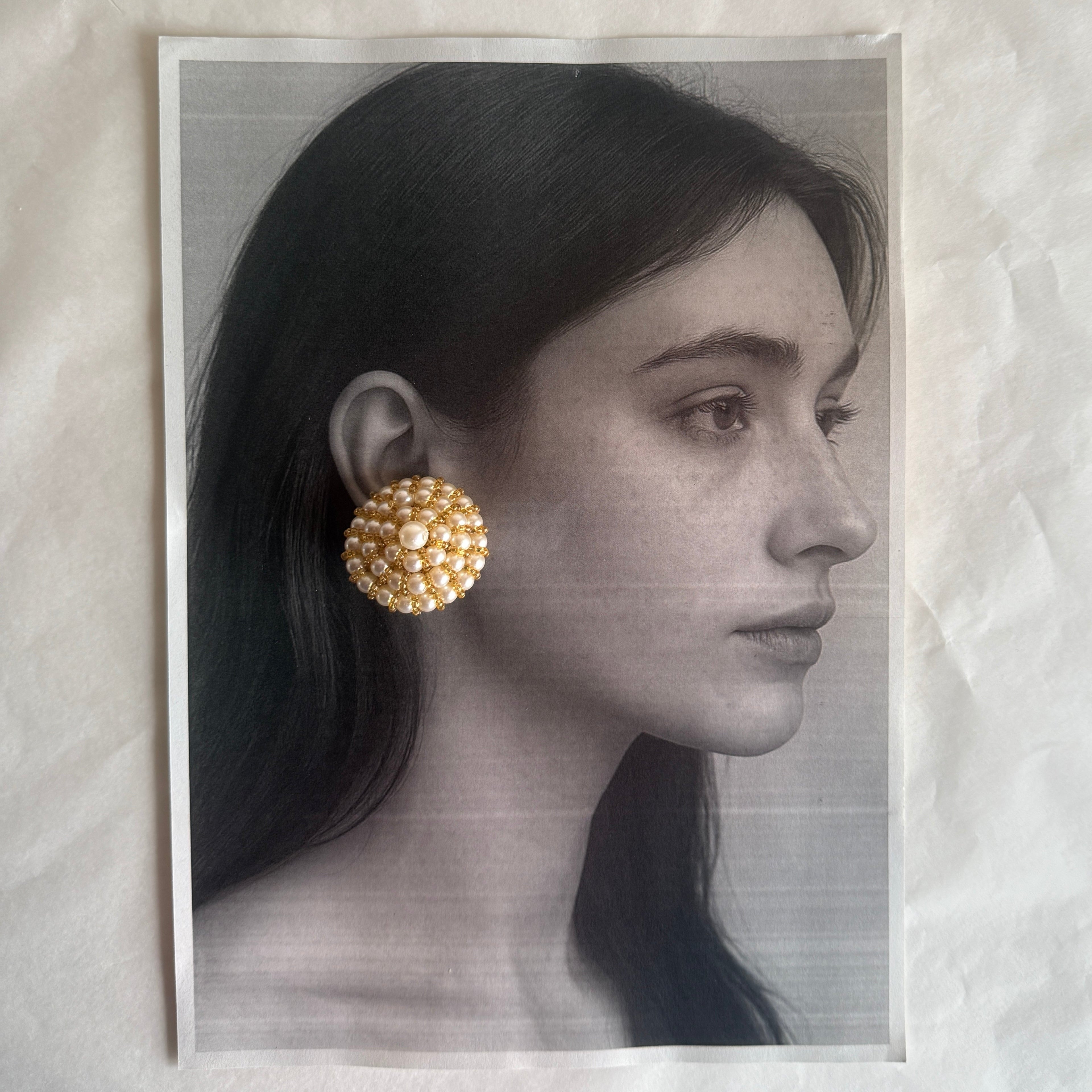 Pyramid pearl earrings